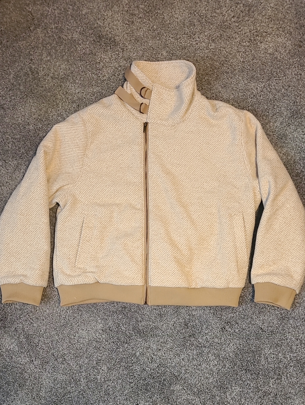 Stoosh Tan Quilted Bomber Jacket